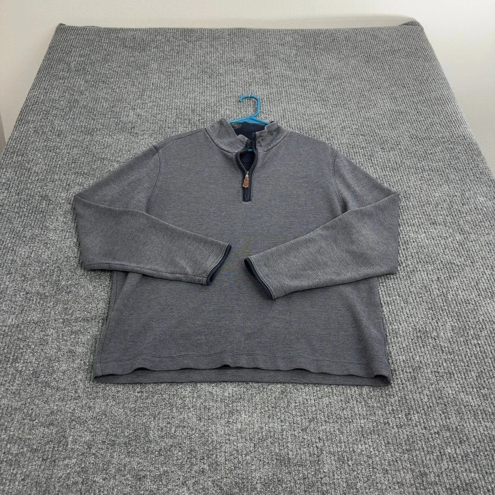 Banana Republic Quarter Zip Mens‎ L Gray Cotton Mock Neck Pullover Casual Style
